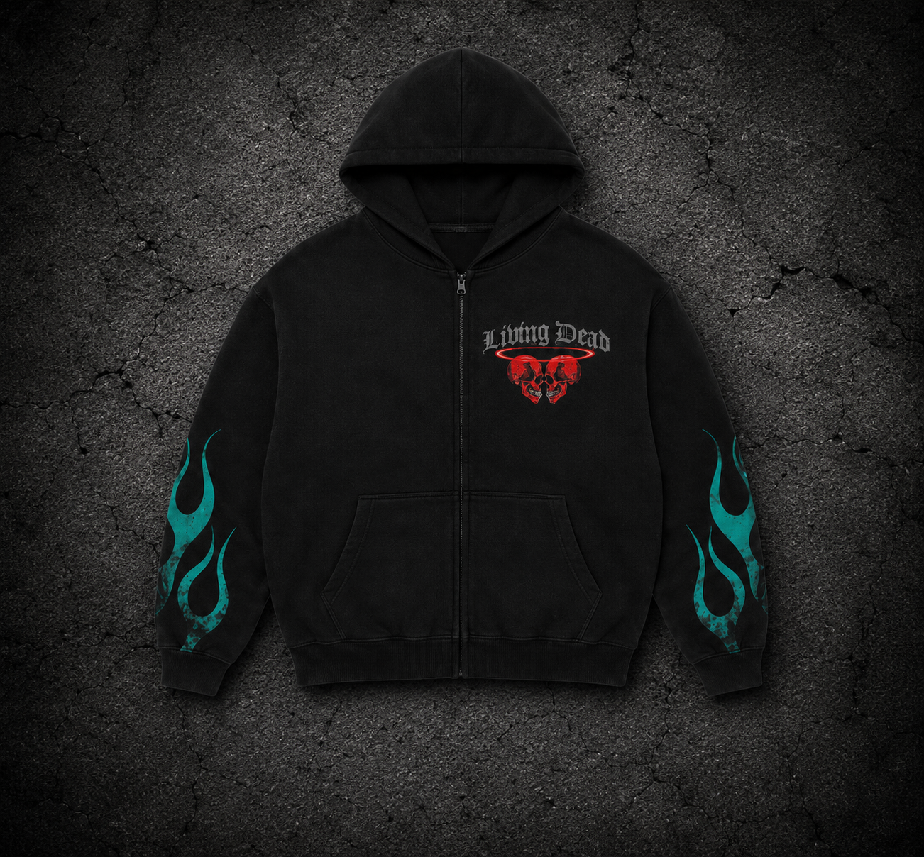 Skulls and Flames Zip