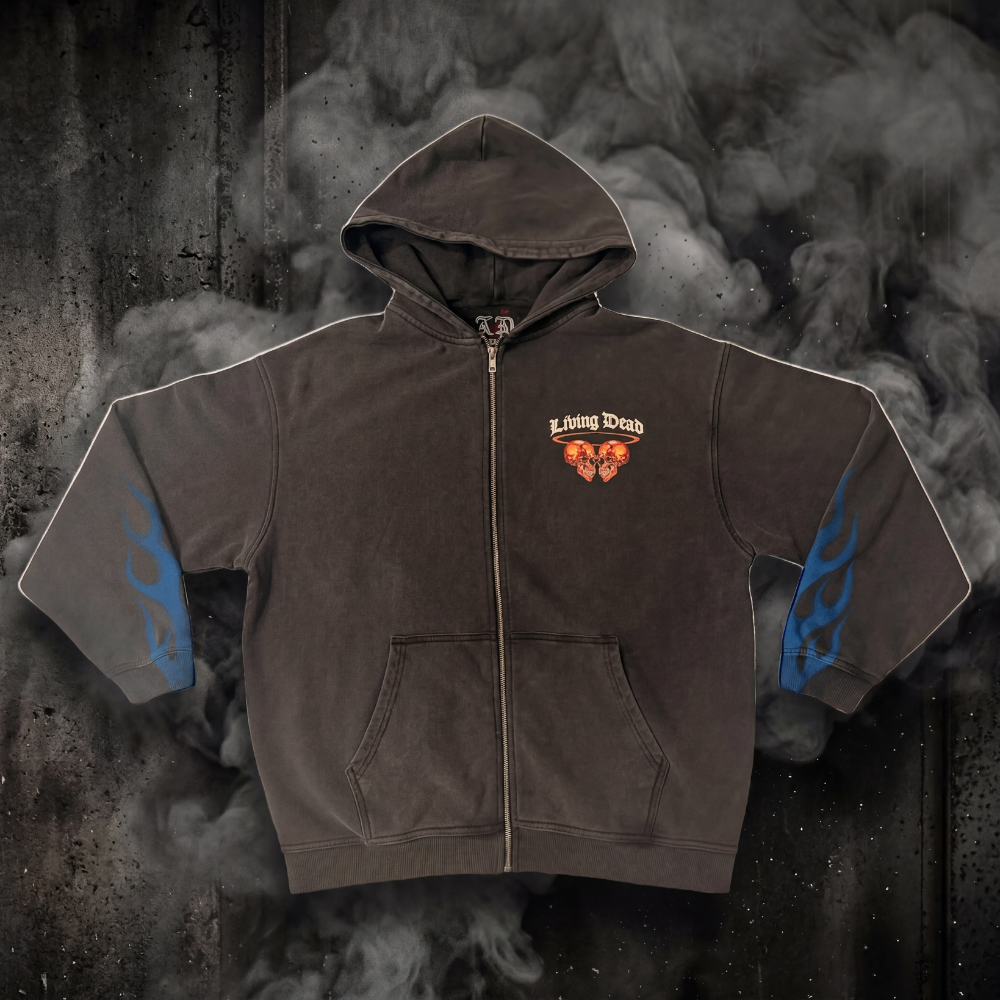Skull and Heart Zip-Up Hoodie